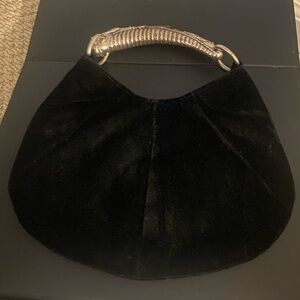 YSL velvet, silver handle bag